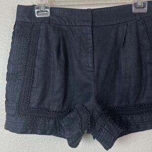 J. Crew High Rise Pleated Linen Shorts Crochet Pompom Trim Pockets (size 12)